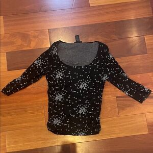 The Limited Black and White Floral Blouse